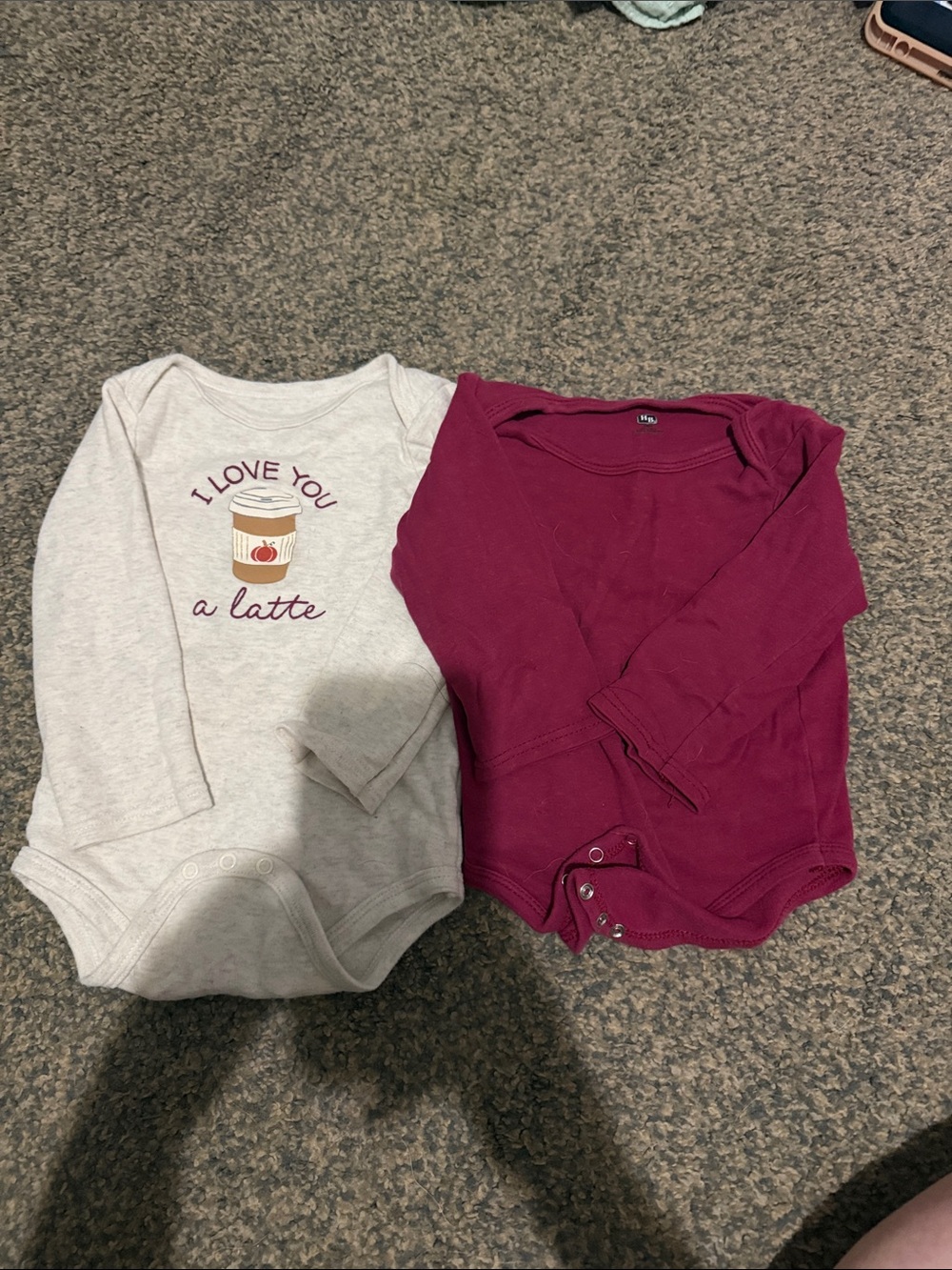 Hudson Baby Gray 'I Love You a Latte' & Berry Long-Sleeve Bodysuits